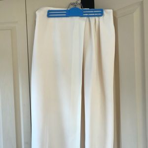 Halston lined mid calf cream skirt