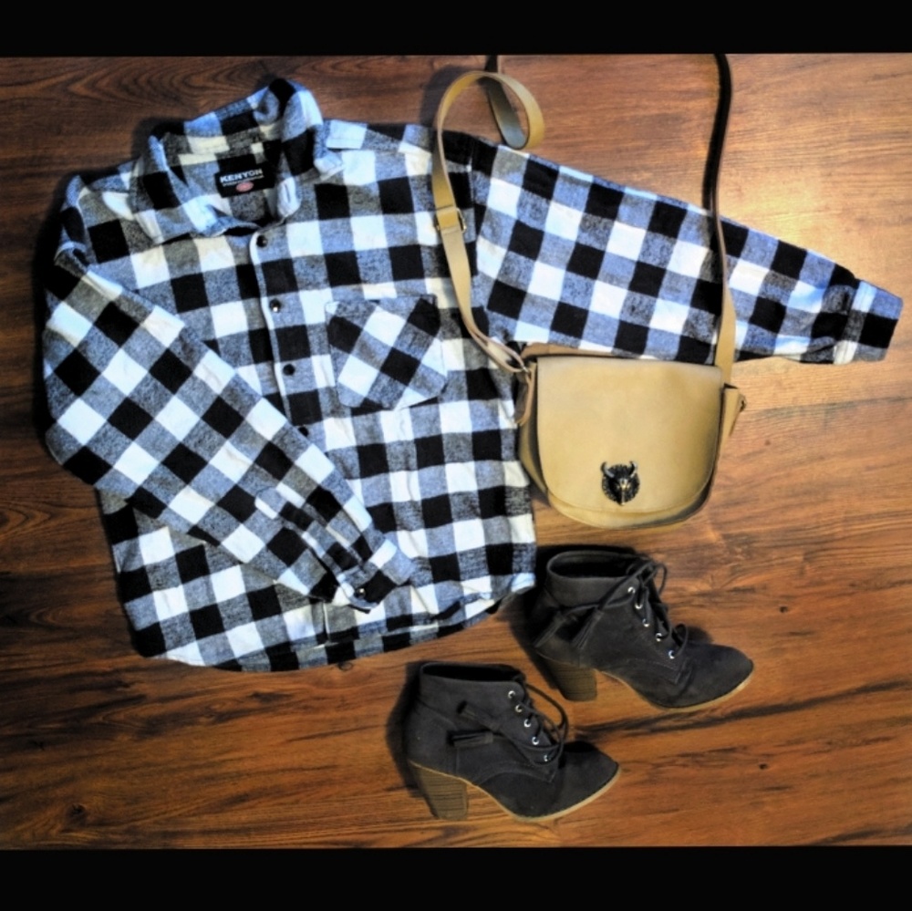 Plaid Black & White Flannel
