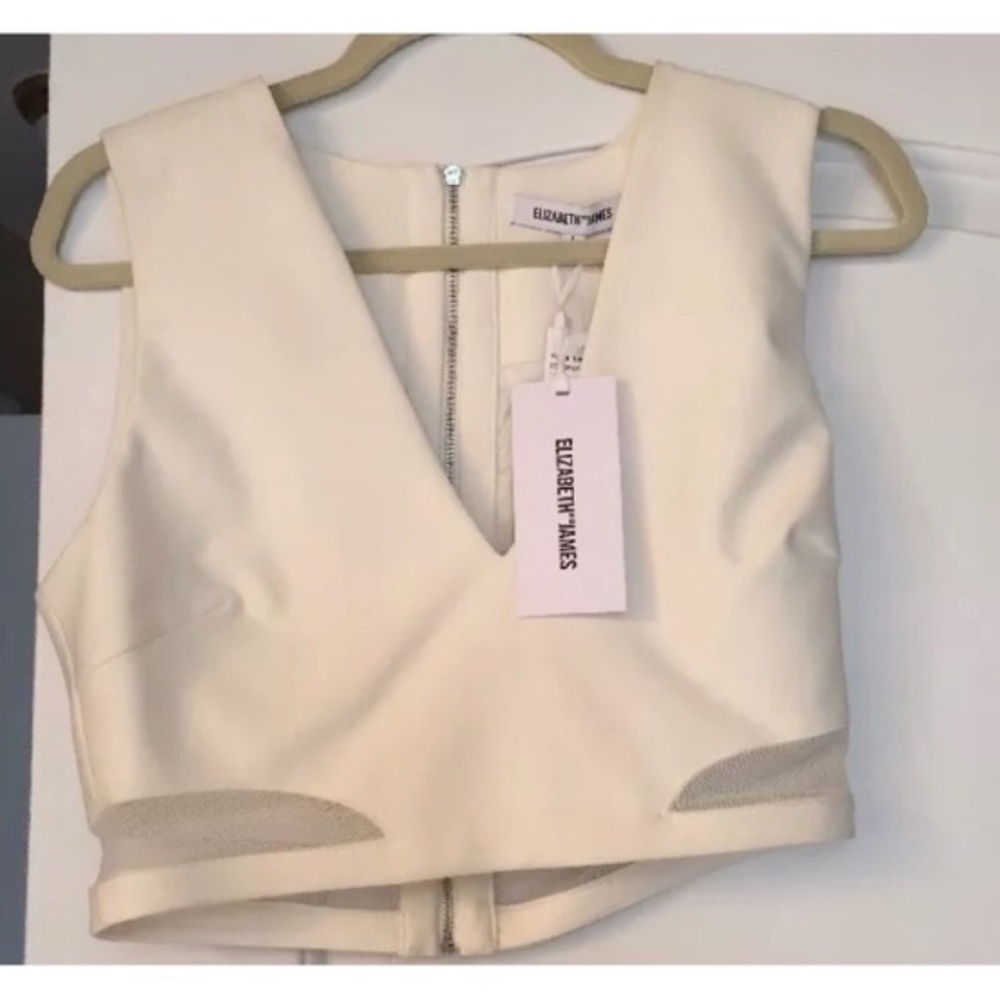 Elizabeth and James Otto White Cream Mesh Crop Top