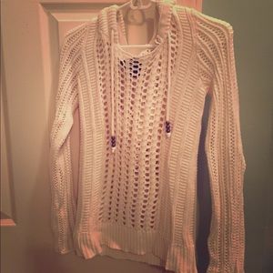 American eagle cream hooded sweater