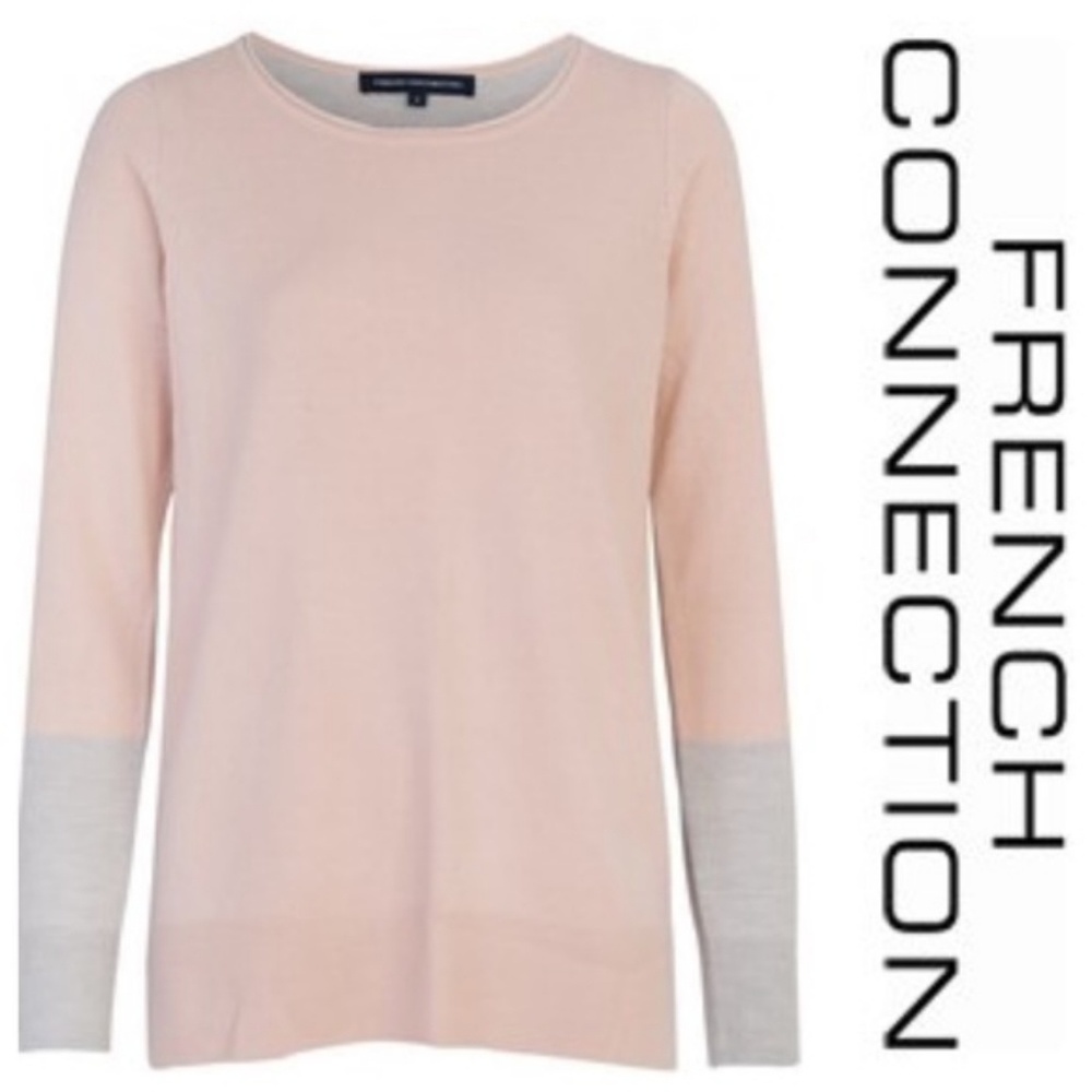 Two toned light pink and gray sweater