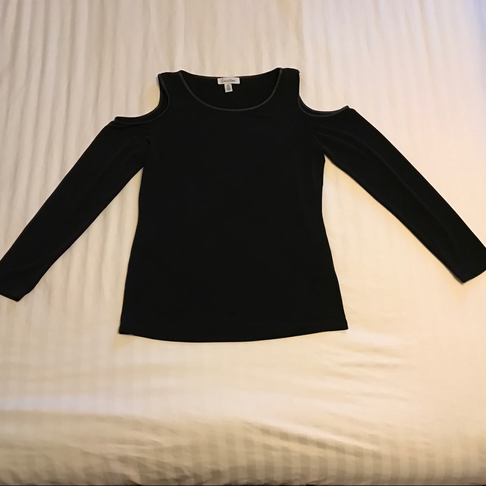 Calvin Klein black shoulder cut out top