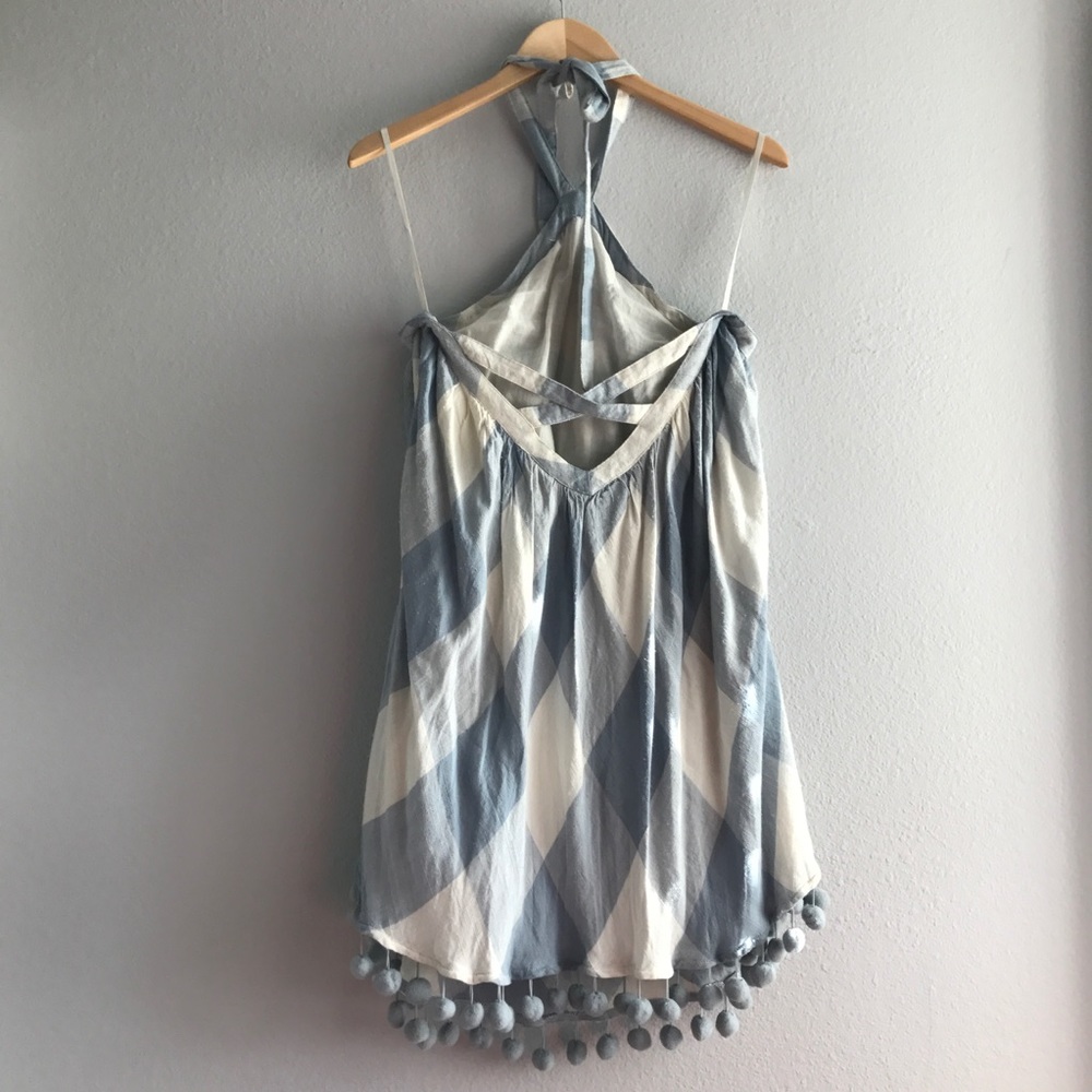 Tularosa • Gingham Pom Pom Halter Shift Dress New - Picture 7 of 8