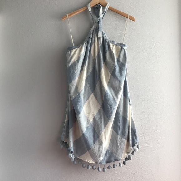 Tularosa • Gingham Pom Pom Halter Shift Dress New - Picture 3 of 8