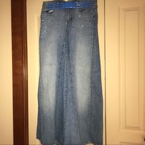 Ankle length BoHo Jean skirt