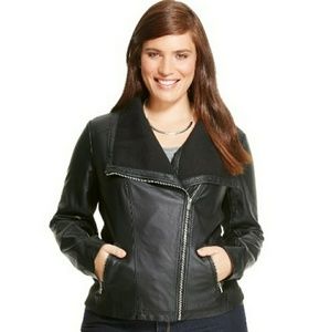 Ava & Viv Women's Plus Faux Leather Moto Jacket 4X