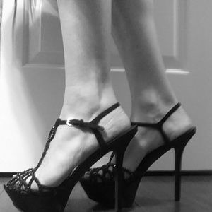 Strappy black stilettos
