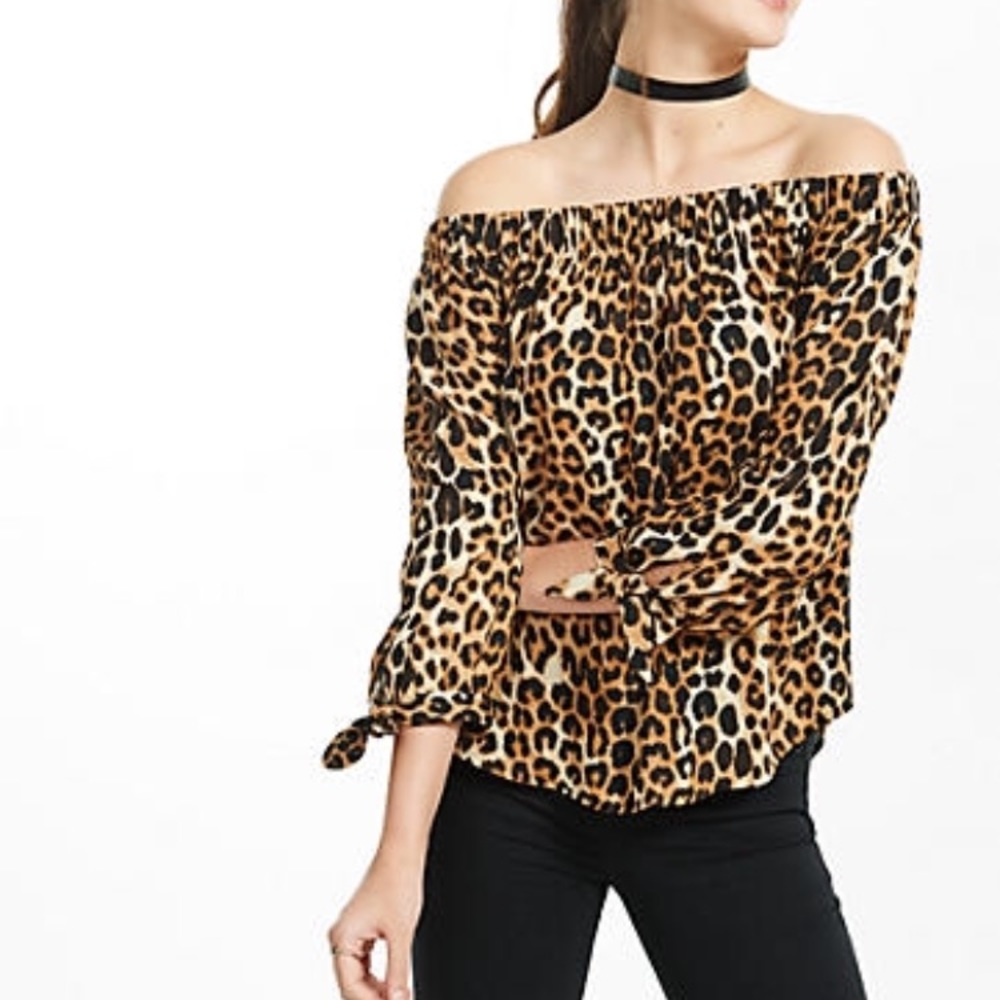 Express Off the Shoulder Leopard Top