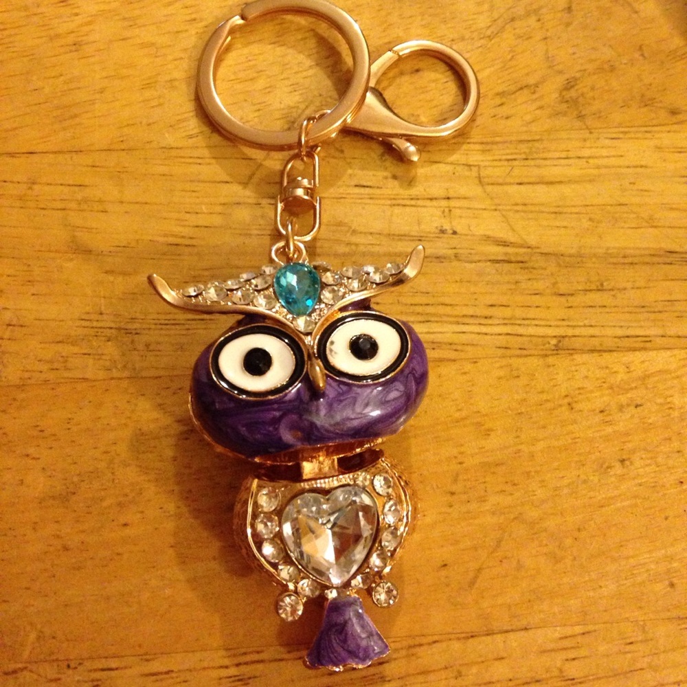 Enamel rhinestone ow key chain