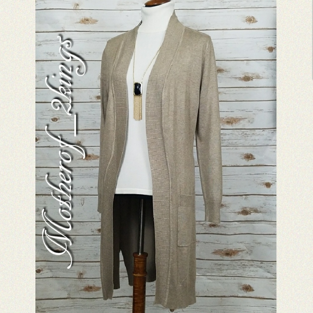 π₯LAST ONE(XL)π₯LONG "OATMEAL" CARDIGAN W/ POCKETS - Picture 2 of 4