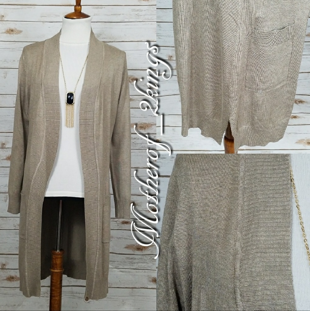 π₯LAST ONE(XL)π₯LONG "OATMEAL" CARDIGAN W/ POCKETS - Picture 4 of 4