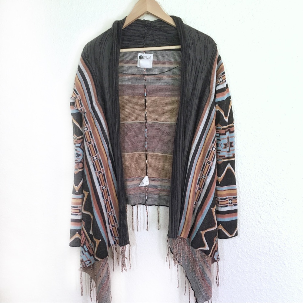 Billabong Aztec Fringe Wrap Sweater