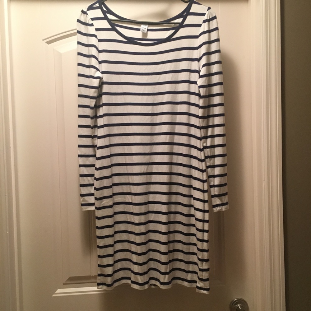 Navy and white stripped long sleeve dress