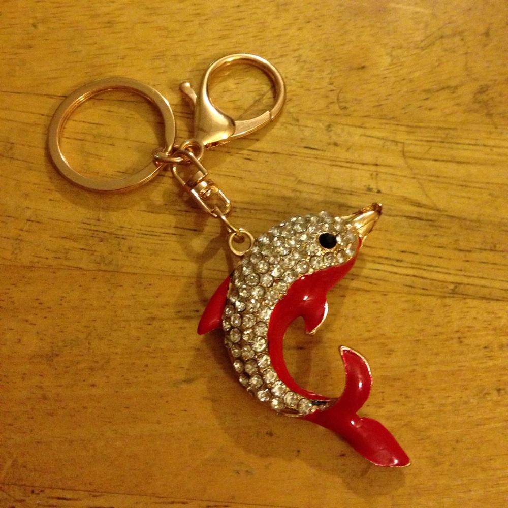 Enamel rhinestone Delphine key chain