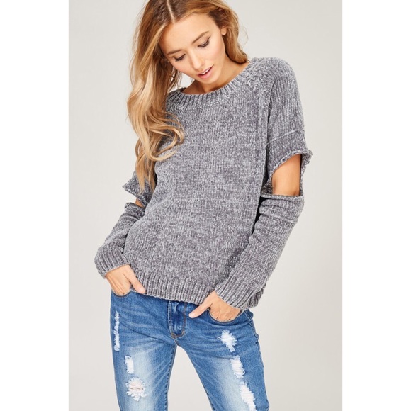 LAST 1️⃣ Chenille/ Velvet Yarn Open Elbow Sweater - Picture 4 of 7