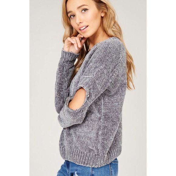 LAST 1️⃣ Chenille/ Velvet Yarn Open Elbow Sweater - Picture 6 of 7