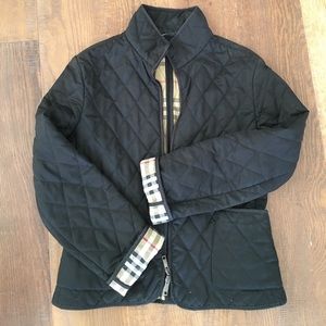 Zip-front fitted quilted Burberry jacket sz sm