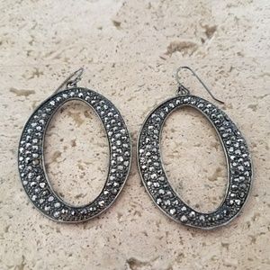 O-shaped gunmetal grey pave earrings