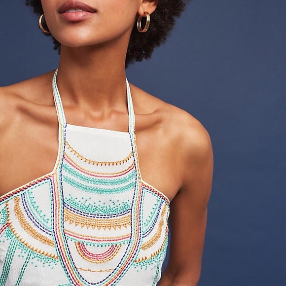 NWT Floreat Itzel Halter Top Embroidered Anthro - Picture 2 of 3