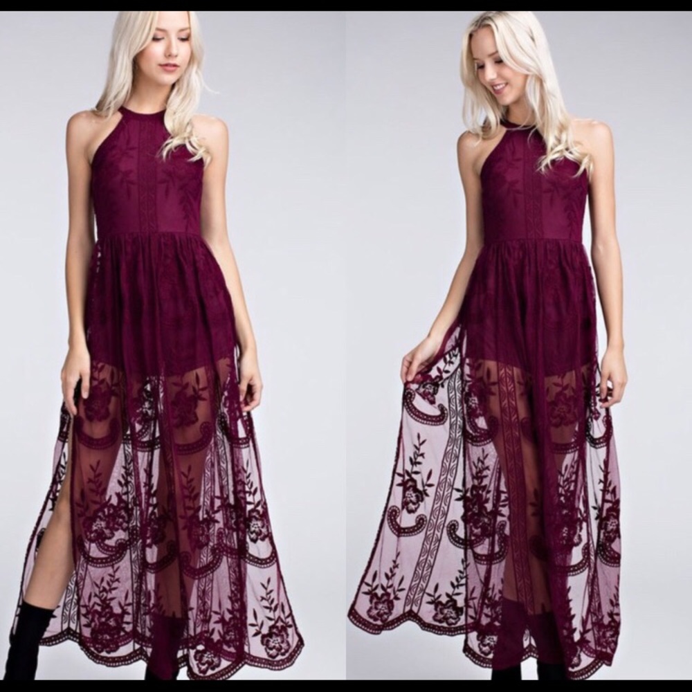 Lace maxi romper