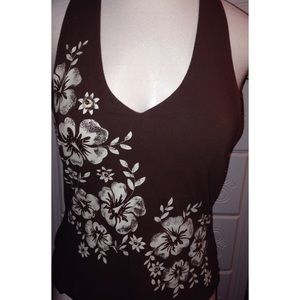 Plus Size Halter Top With Flower Detail