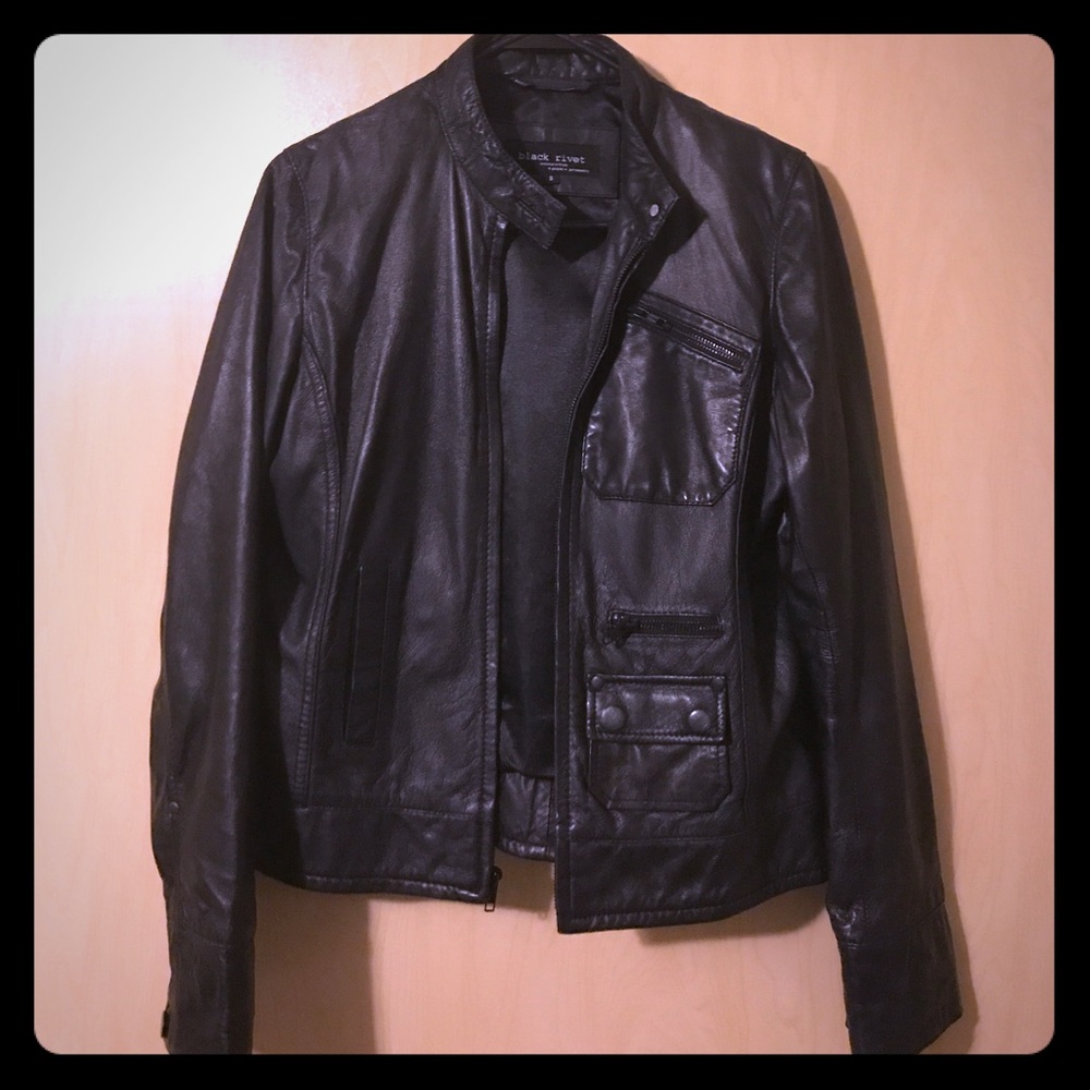 Women's black leather jacket
