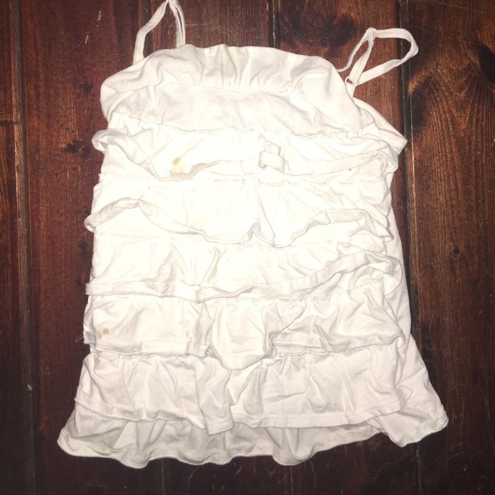 White ruffled tank
