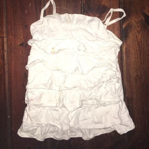White ruffled tank