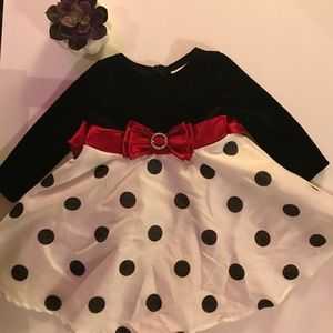 Red, black, and white holiday party dress