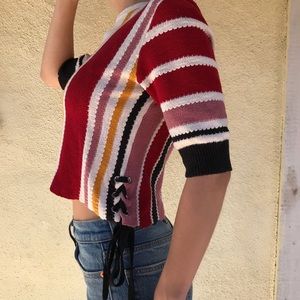 Crop Knit Striped Sweater