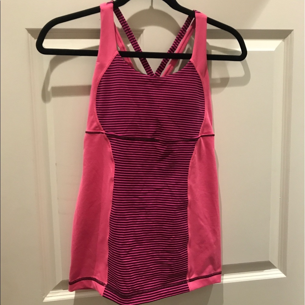 Lululemon Strappy Tank Pink/Magenta Stripes Sz 6