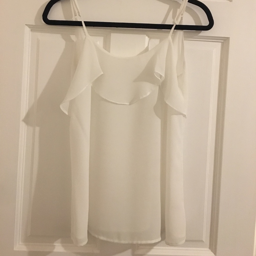 White ruffle tank