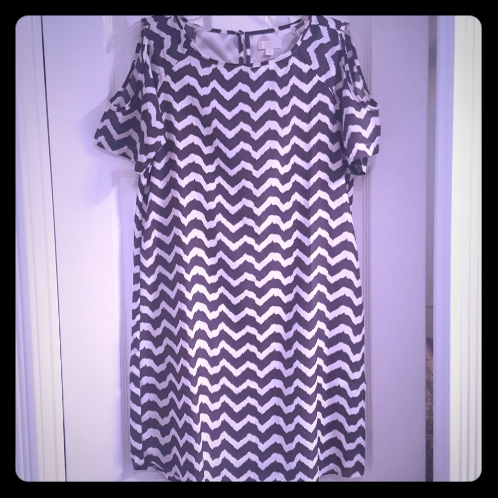 Chevron Cold Shoulder Dress