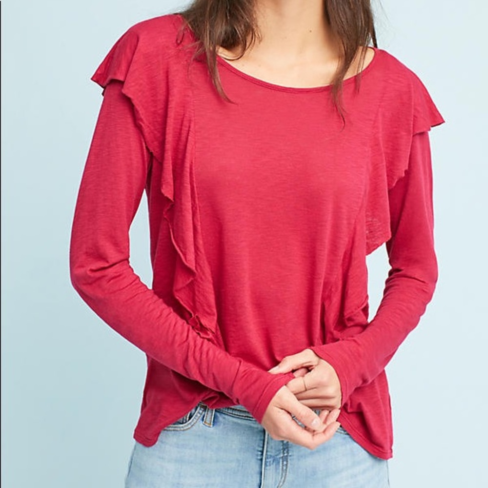 NWT Velvet by Graham & Spencer ruffled tee