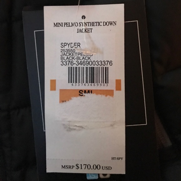 NWT Spyder Mini Pelmo Hybrid Down Jacket - Black - Picture 7 of 7