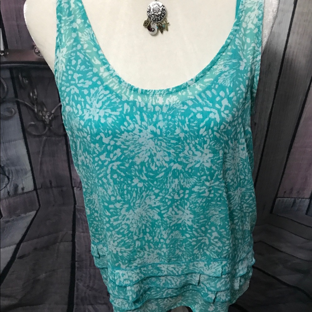 Turquoise Flowy Tank Top - Picture 3 of 6