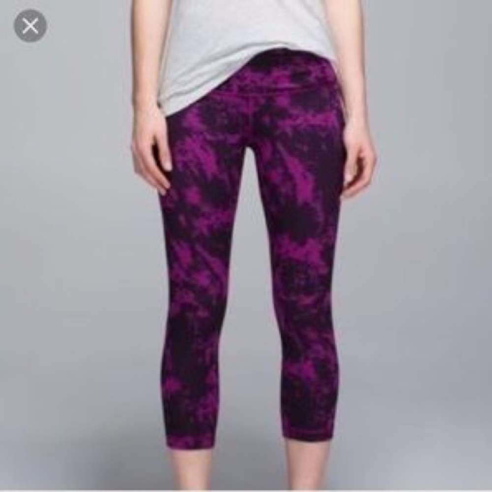 Lululemon Purple Tie Dye Wunder Under Crop Legging