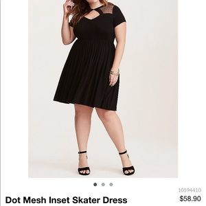 Dot Mesh Inset Skater Dress