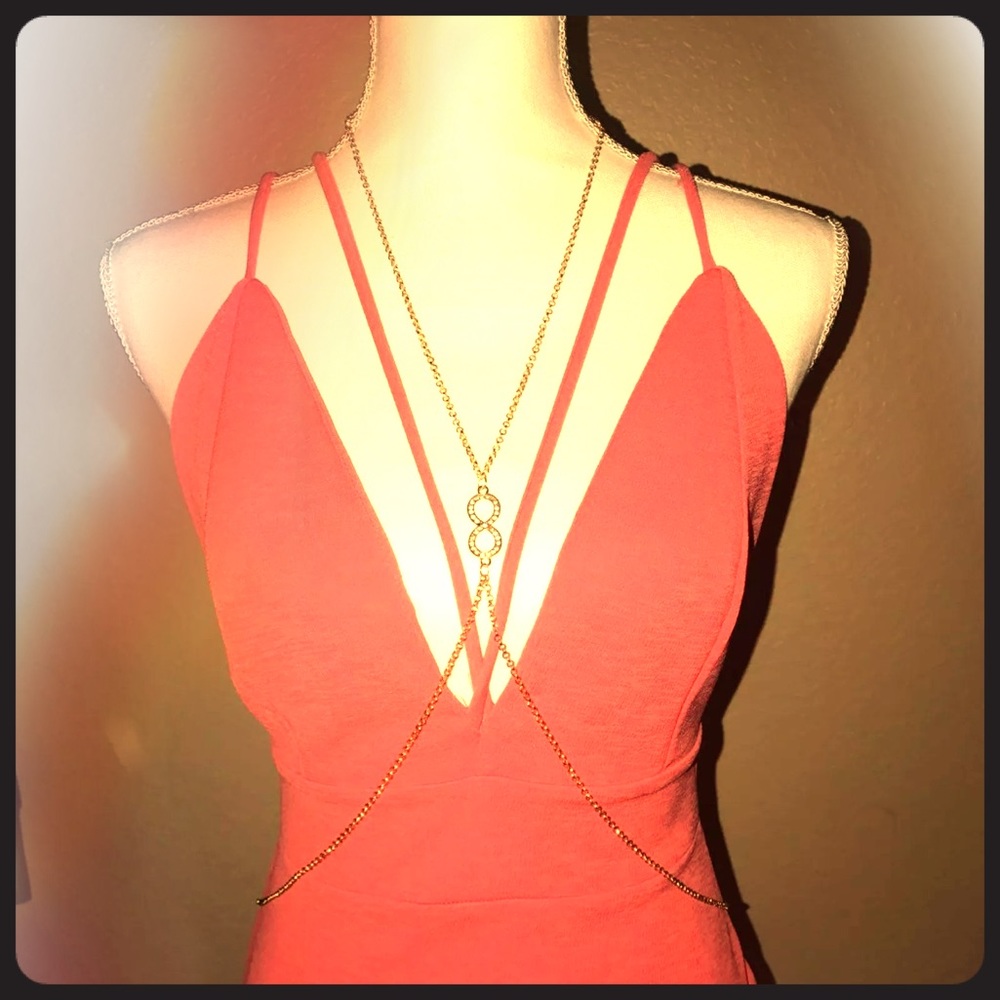 Coral low back dress
