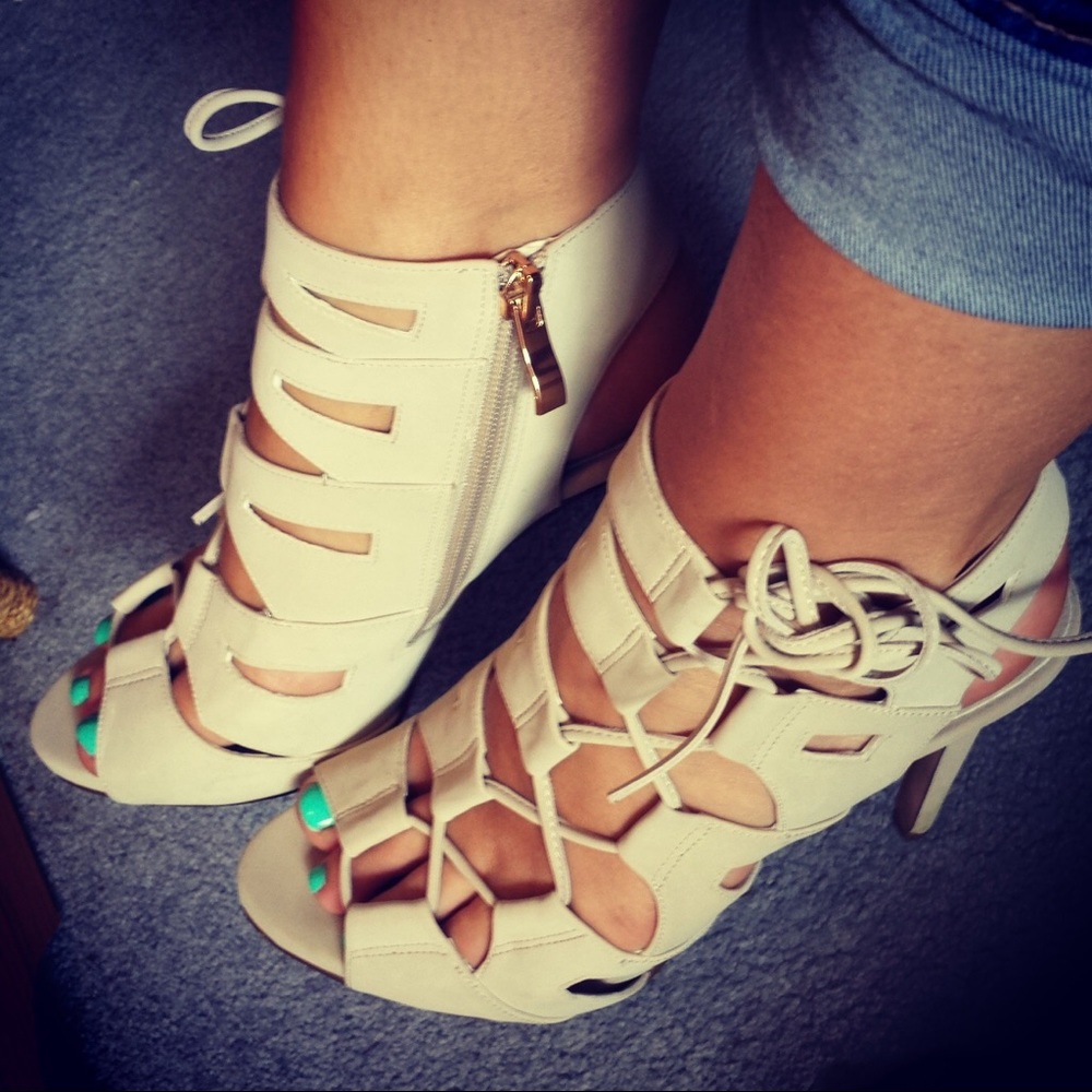 Bone Lace Up Heels - Sz. 9