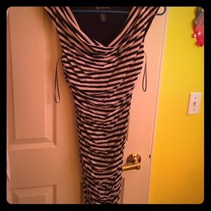 Black and off white striped form fitting dress