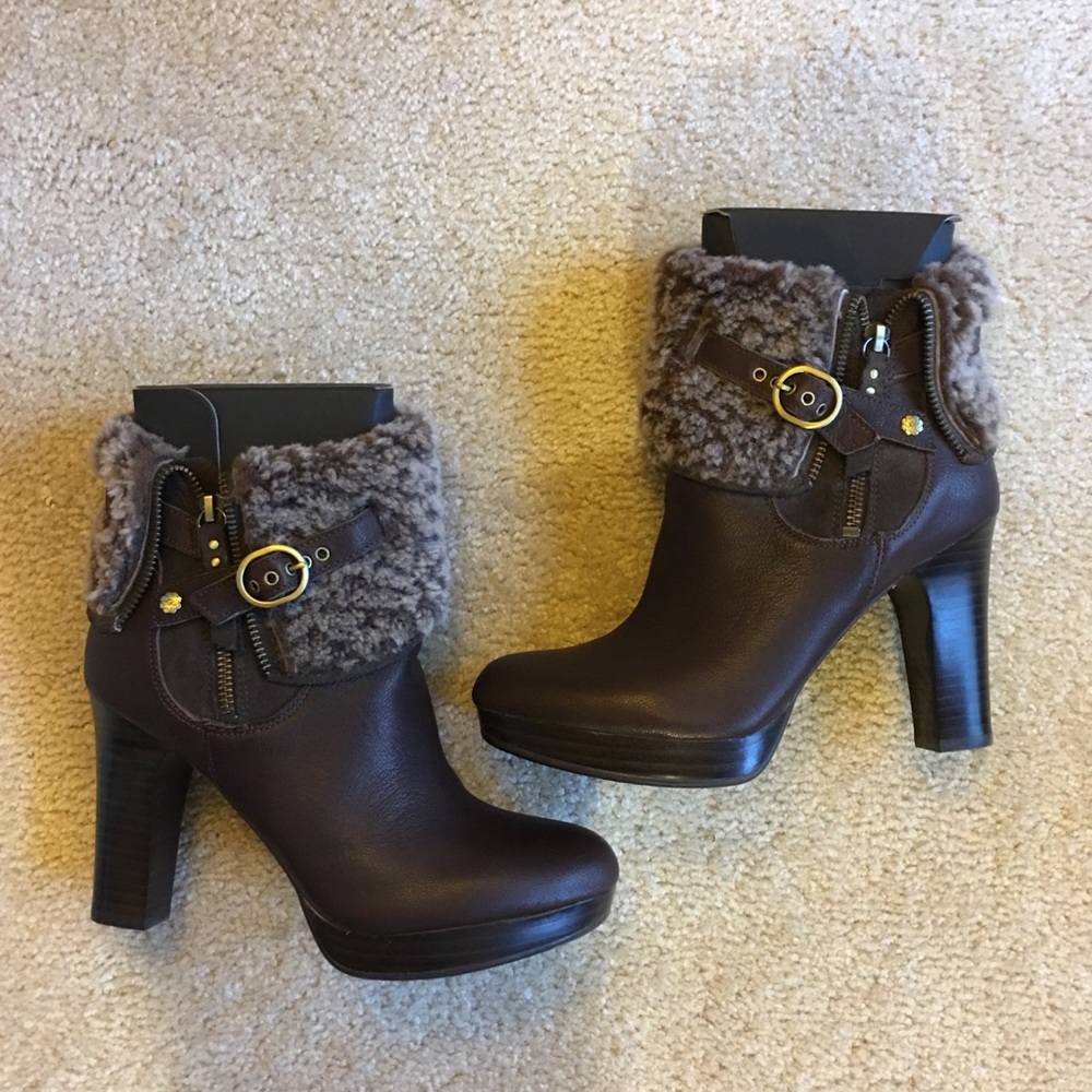 Brand New Uggs Sheepskin High Heel Boots