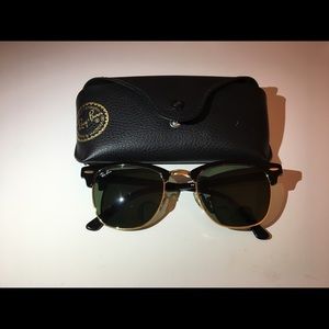 RayBans Black and gold Club master with case