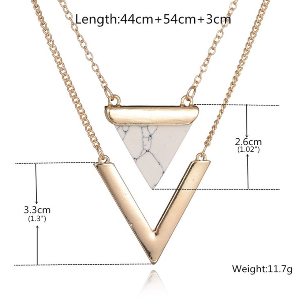 LAST ONE! Layered Triangle Stone Necklace Marble - Picture 6 of 6