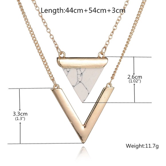 LAST ONE! Layered Triangle Stone Necklace Marble - Picture 6 of 6