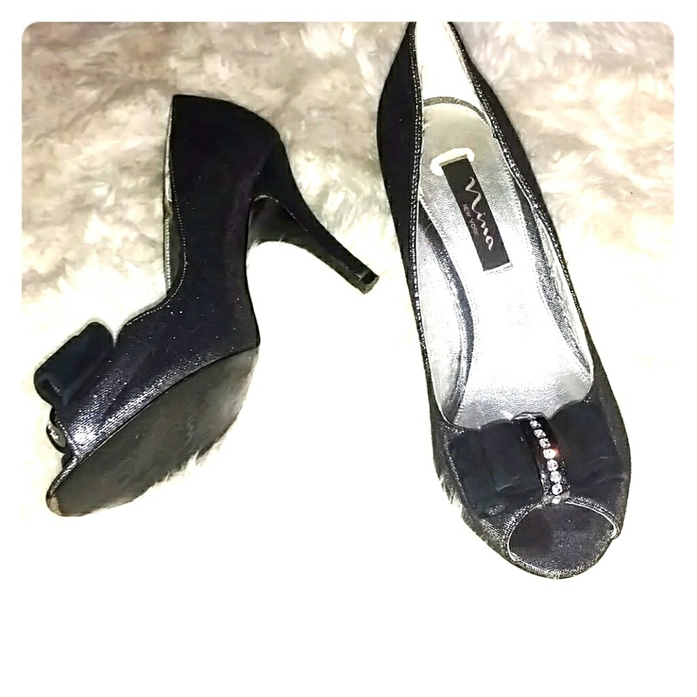 Sparkly silver heels