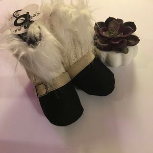 Black and off white sweater booties