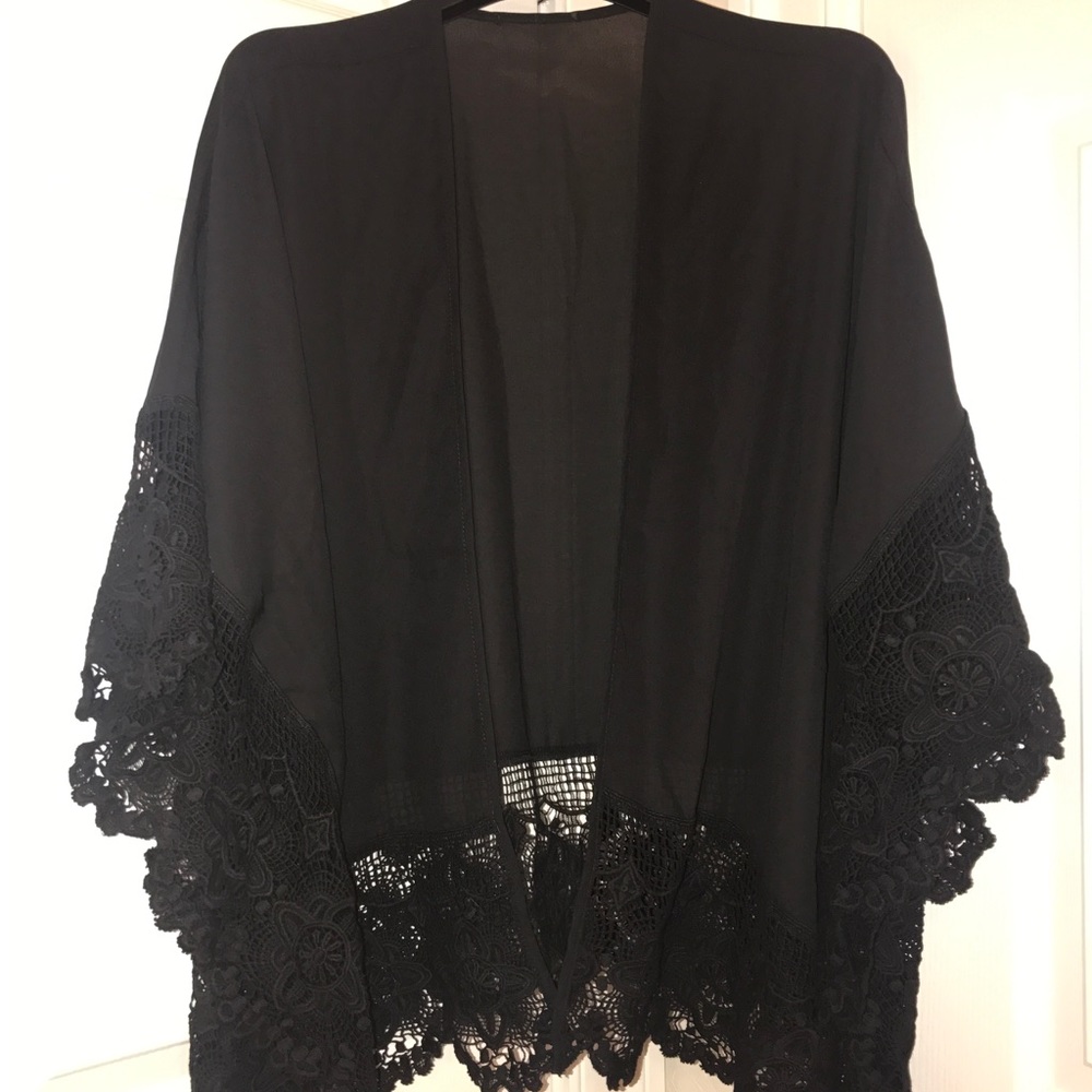 ASOS Black Lace Trim Cardigan Jacket