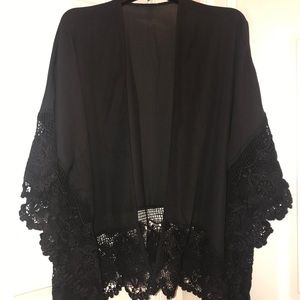 ASOS Black Lace Trim Cardigan Jacket