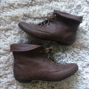 Vegan leather lace up booties